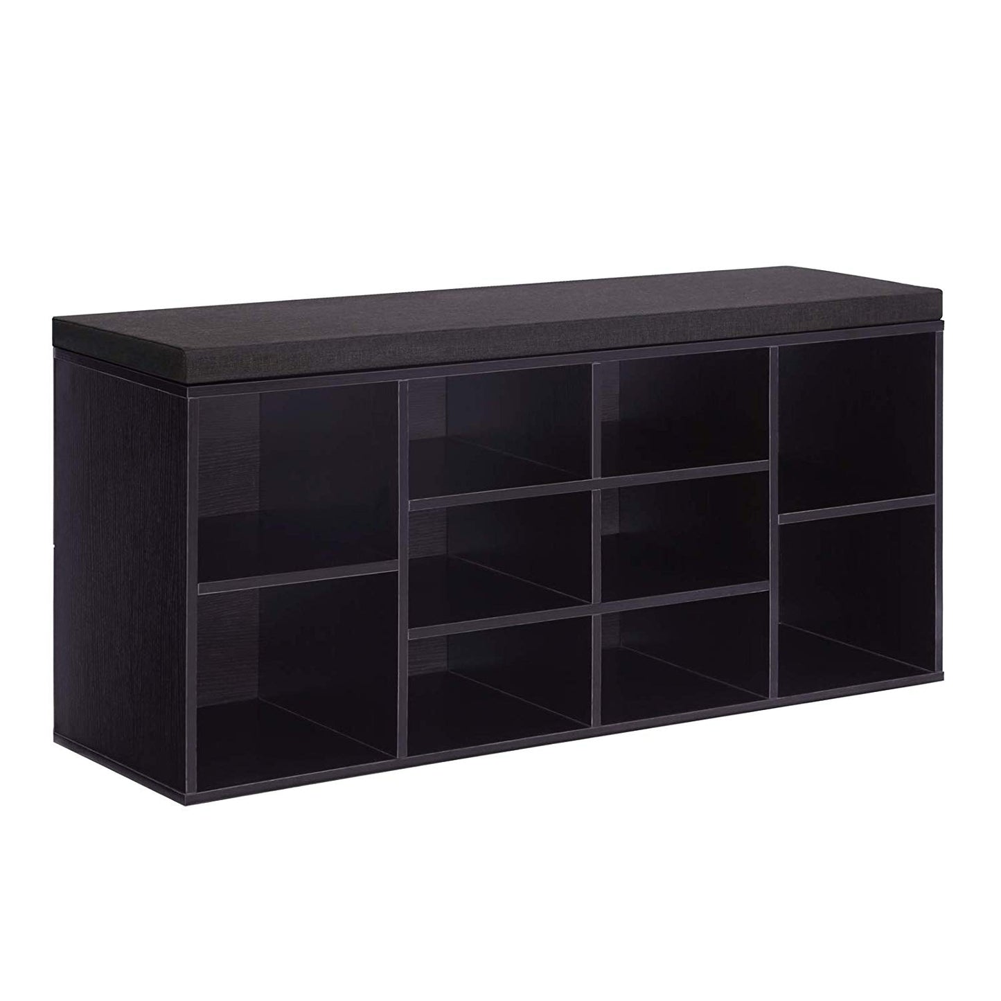 VASAGLE Cubbie Shoe Cabinet Storage Bench with Cushion, Adjustable Shelves, Holds up to 440lb, Ebony, ULHS10BR