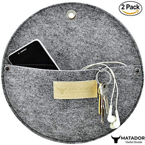 Matador Useful Goods | Wall Mount Key Holder for Entryway, Kitchen, Office | Mail Sorter, Letter Organizer, 10x10 inches (Pack of 2, Grey Felt)