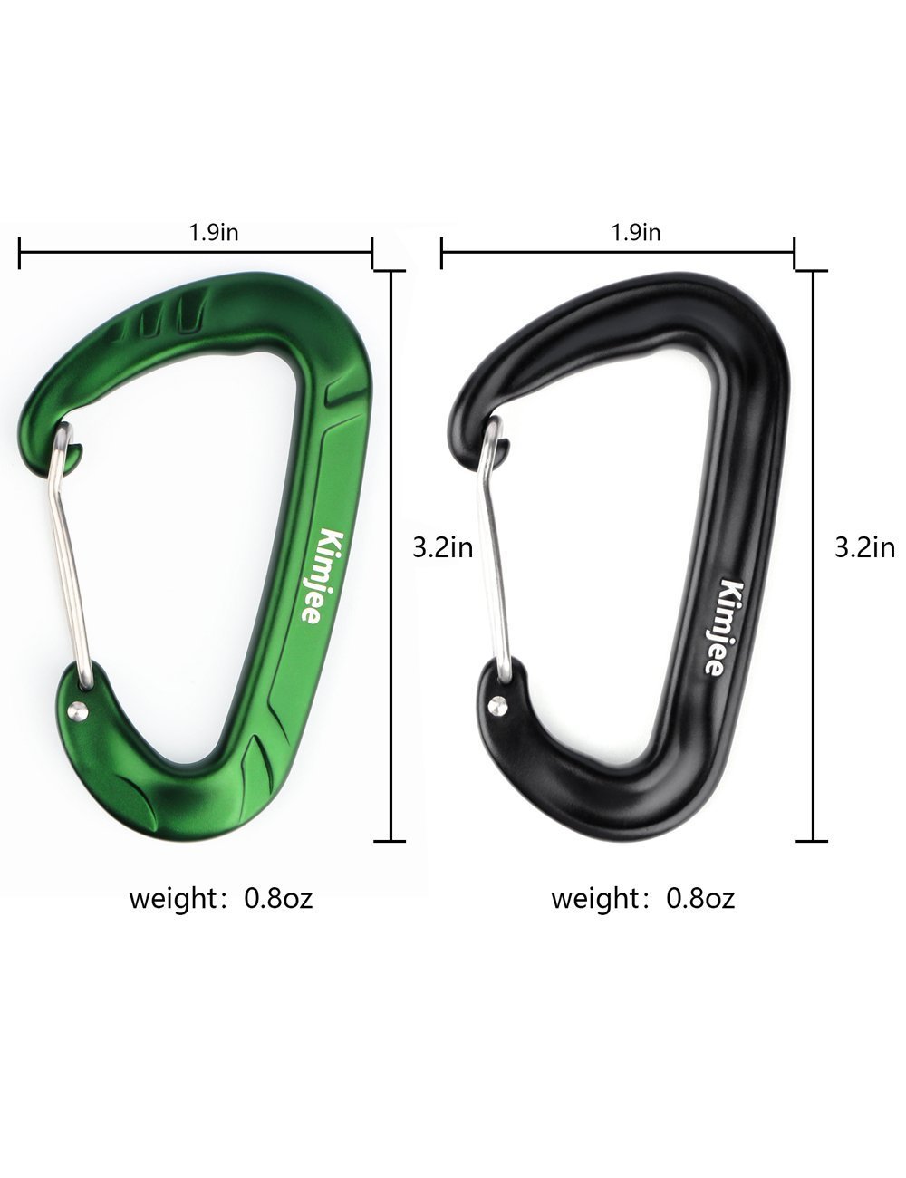 Buy now kimjee 12kn wire gate carabiners d shape aircraft grade aluminum clip for keychain hammocks camping hiking backpack dog leash green black 5