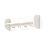 Danya B. White Utility Shelf with Four Large Stainless Steel Hooks