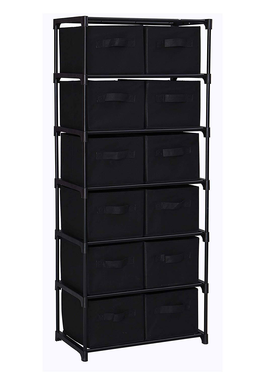Homebi Drawers Storage Shelf Chest Unit Storage Cabinet Closet Organizer Rack Dresser Storage Towel with Non-Woven Fabric Bins (Black 12-Drawer)
