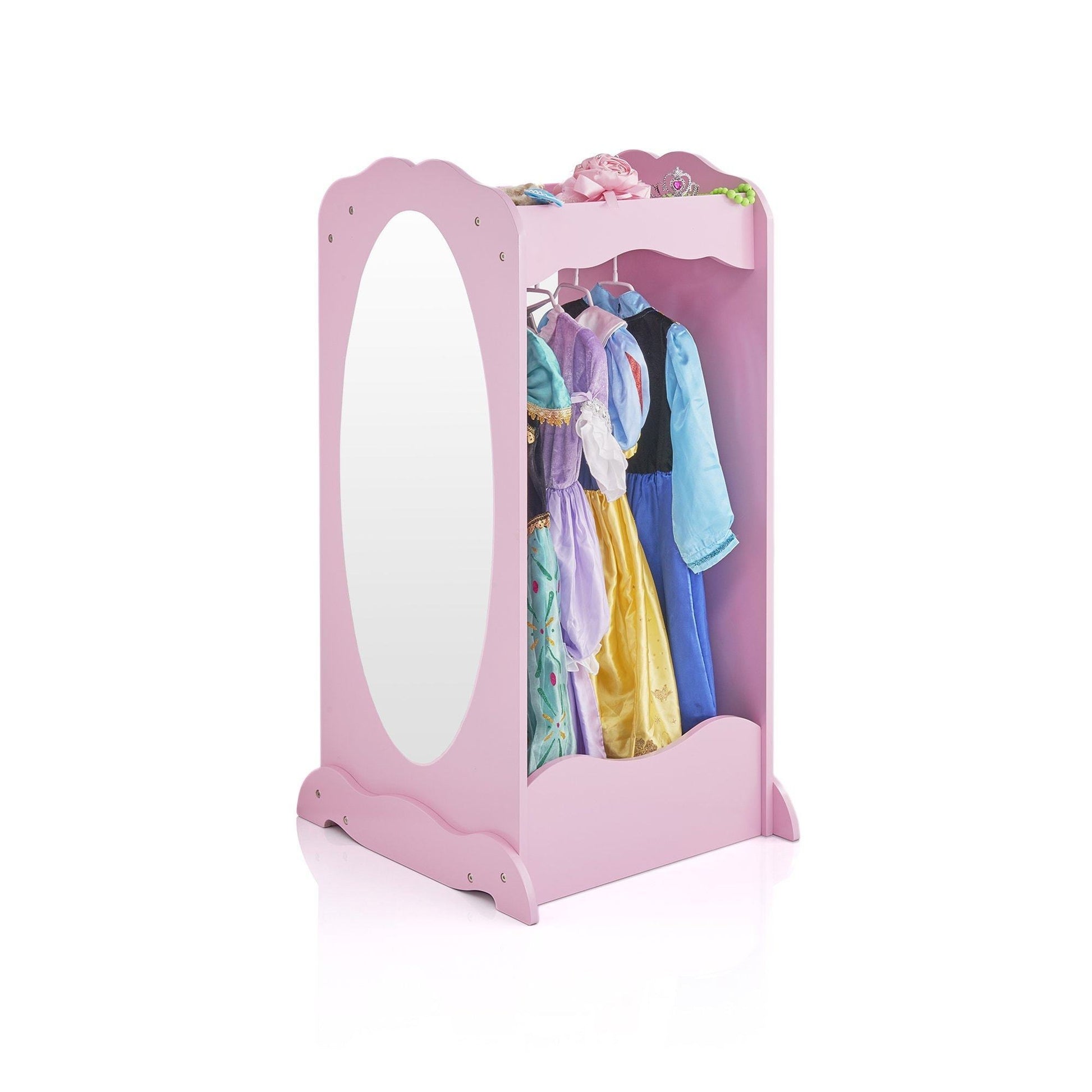 Kitchen guidecraft dress up cubby center pink costumes accessoires storage shelf and rack with mirror for little girls and boys toddlers wooden wardrobe closet