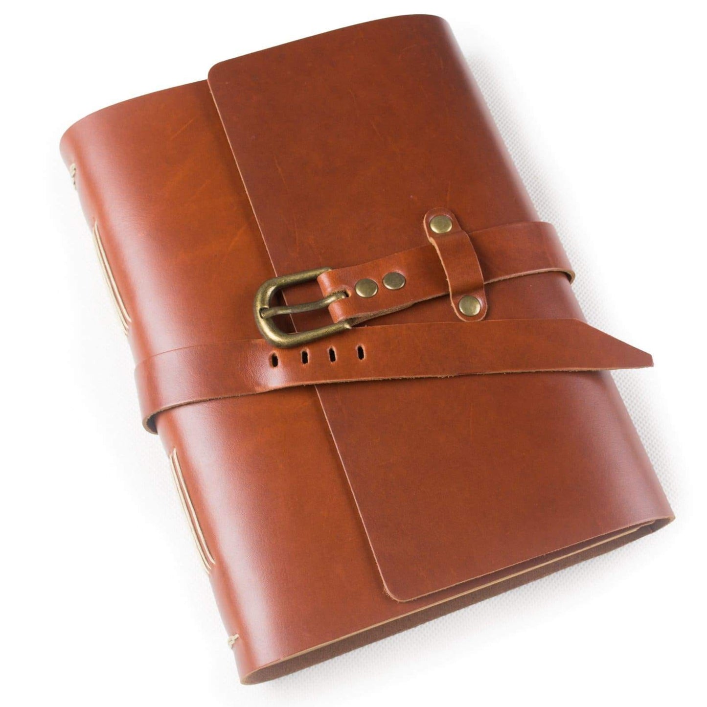 Buy now ancicraft classic genuine leather journal with strap buckle handmade a5 lined craft paper red brown with gift box red brown a55 8x8 3inch lined craft paper