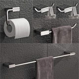 Velimax Bathroom 5-Piece Hardware Set Chrome Bathroom Holder Set Stainless Steel Wall Mounted - Towel Hook Towel Ring Toilet Roll Holder Towel Bar Polished Finish
