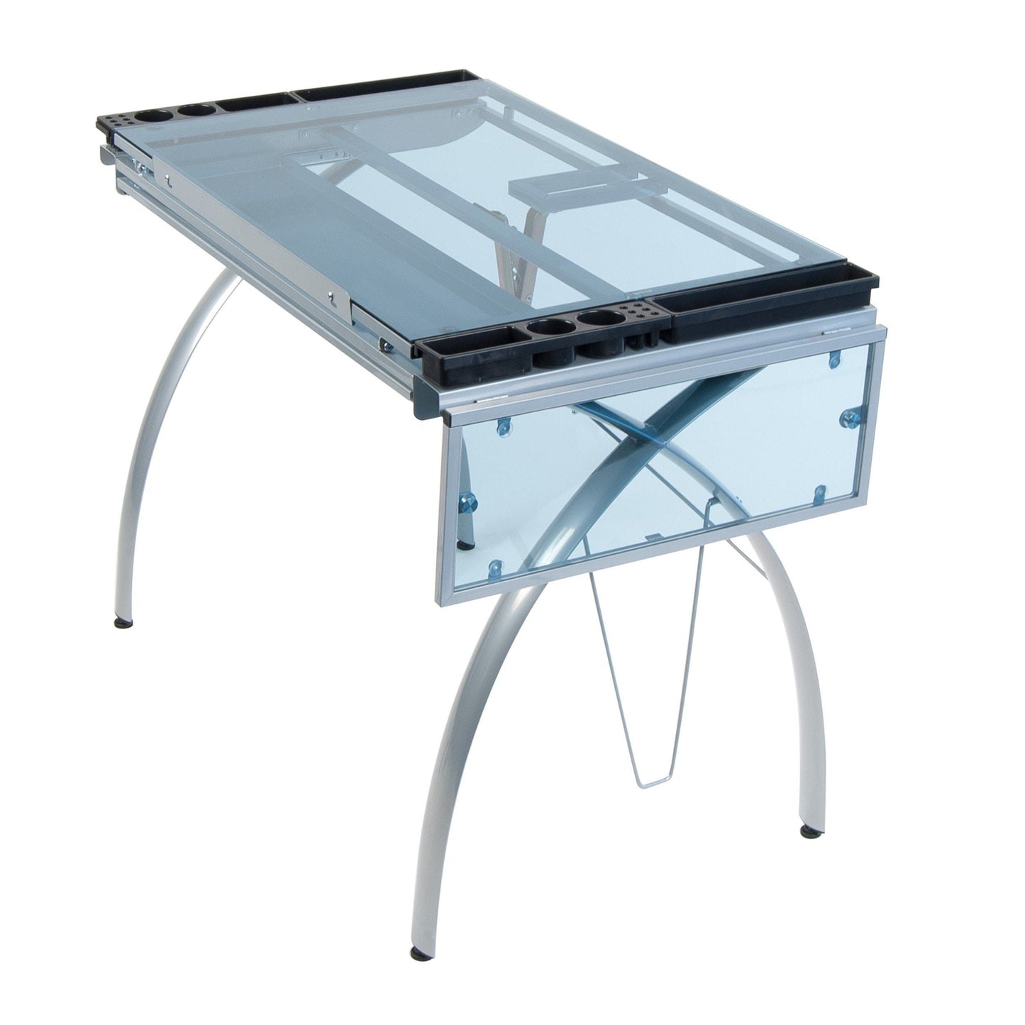 Results sd studio designs futura craft station w folding shelf top adjustable drafting table craft table drawing desk hobby table writing desk studio desk w drawers 35 5w x 23 75d silver blue glass