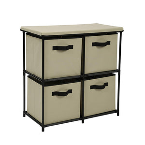 Homebi Drawers Storage Shelf Chest Unit Storage Cabinet Closet Organizer Rack Dresser Storage Towel with Non-Woven Fabric Bins (Beige 4-Drawer)