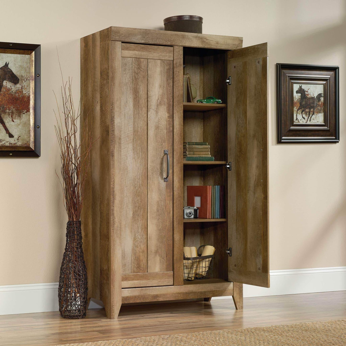 Discover the sauder 418141 adept storage wide storage cabinet l 38 94 x w 16 77 x h 70 98 craftsman oak finish