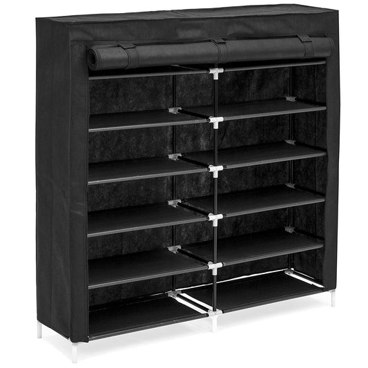 Best Choice Products 6-Tier 36-Shoe Portable Home Shoe Storage Closet Rack w/Fabric Cover, Black